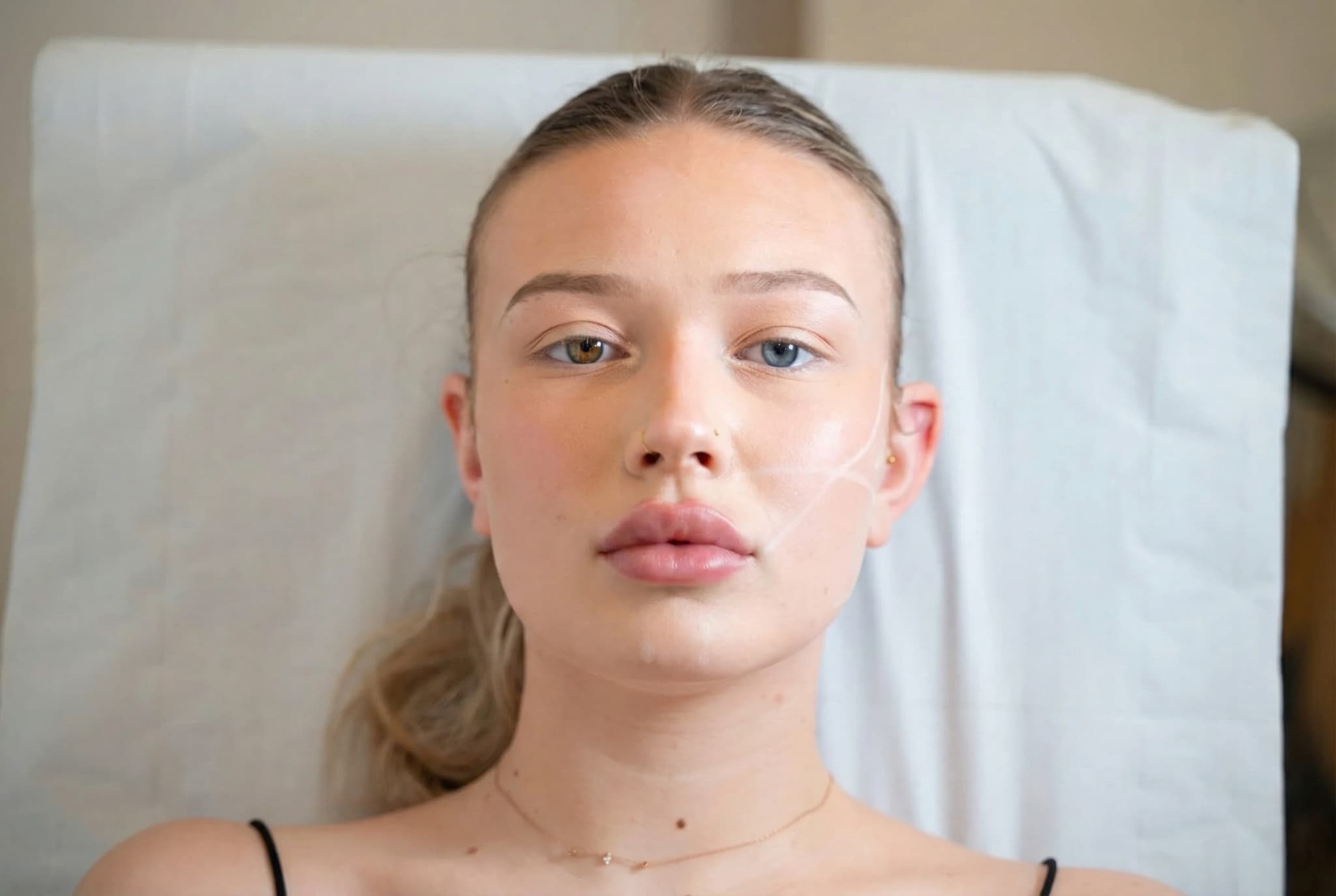 Patiente en préparation pour injection de toxine botulique